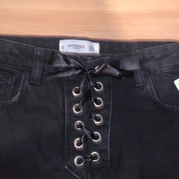 Mango | Tie Front Denim Ruffle Bottom NEW - Picture 2 of 4